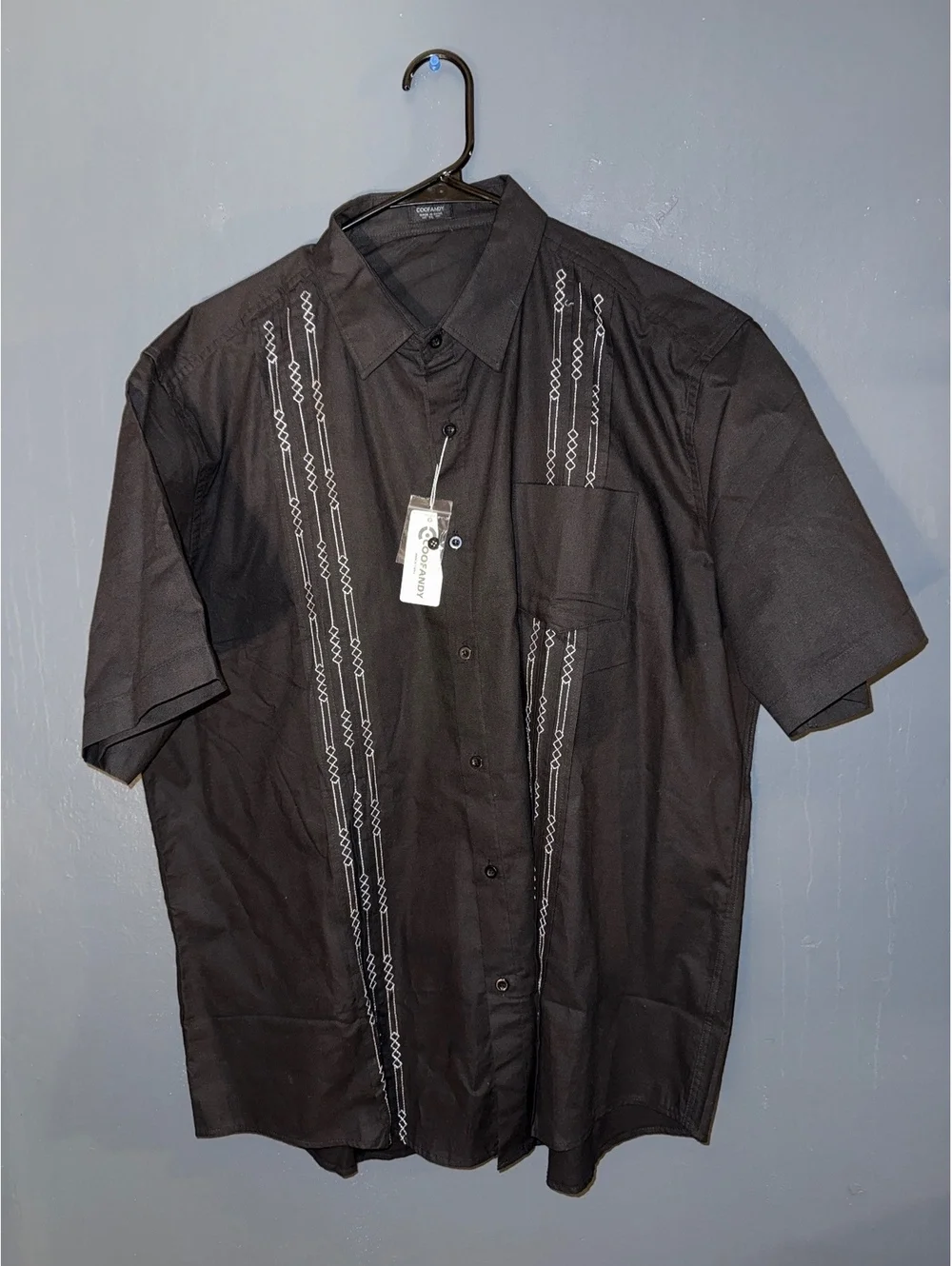 Coofandy Men's Black Short Sleeve Button-Up Shirt XL